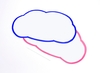 Wolken 410 mm x 220 mm,  weiß mit blauem und rotem Rand